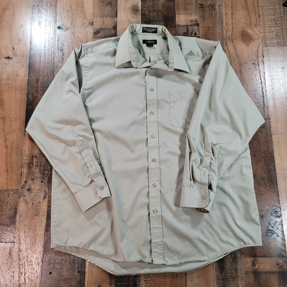 Cambridge Classic Wrinkle Free BroadCloth  Long Sleeve Size 18 34/35 Dress Shirt